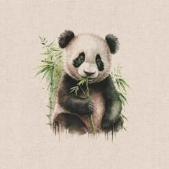 Cotton Rich Linen Look Fabric Digital Watercolour Baby Pandas Bears Panel -OHSEWCRAFTY cotton rich linen look fabric digital watercolour baby pandas bears panel 2