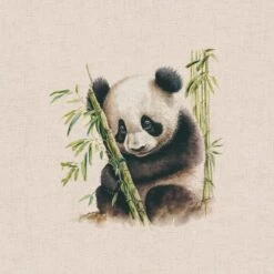 Cotton Rich Linen Look Fabric Digital Watercolour Baby Pandas Bears Panel -OHSEWCRAFTY cotton rich linen look fabric digital watercolour baby pandas bears panel 4