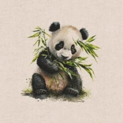 Cotton Rich Linen Look Fabric Digital Watercolour Baby Pandas Bears Panel -OHSEWCRAFTY cotton rich linen look fabric digital watercolour baby pandas bears panel 6
