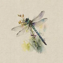 Cotton Rich Linen Look Fabric Digital Watercolour Dragonflies Insect Panel -OHSEWCRAFTY cotton rich linen look fabric digital watercolour dragonflies insect panel 3