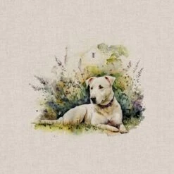 Cotton Rich Linen Look Fabric Digital Watercolour Garden Dogs Puppies Panel -OHSEWCRAFTY cotton rich linen look fabric digital watercolour garden dogs puppies panel 5