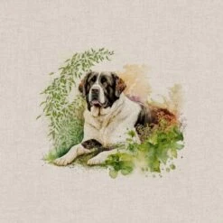 Cotton Rich Linen Look Fabric Digital Watercolour Garden Dogs Puppies Panel -OHSEWCRAFTY cotton rich linen look fabric digital watercolour garden dogs puppies panel 6