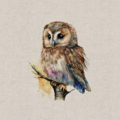 Cotton Rich Linen Look Fabric Digital Watercolour Owl Owls Bird Birds Panel -OHSEWCRAFTY cotton rich linen look fabric digital watercolour owl owls bird birds panel 6