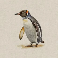 Cotton Rich Linen Look Fabric Digital Watercolour Penguin Bird Birds Panel -OHSEWCRAFTY cotton rich linen look fabric digital watercolour penguin bird birds panel 2