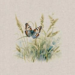 Cotton Rich Linen Look Fabric Digital Watercolour Wild Butterflies Panel -OHSEWCRAFTY cotton rich linen look fabric digital watercolour wild butterflies panel 2