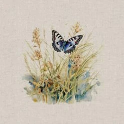 Cotton Rich Linen Look Fabric Digital Watercolour Wild Butterflies Panel -OHSEWCRAFTY cotton rich linen look fabric digital watercolour wild butterflies panel 4
