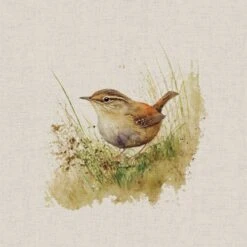 Cotton Rich Linen Look Fabric Digital Wren Bird Birds Animal Panel -OHSEWCRAFTY cotton rich linen look fabric digital wren bird birds animal panel 4