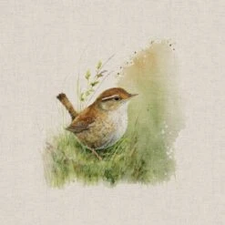 Cotton Rich Linen Look Fabric Digital Wren Bird Birds Animal Panel -OHSEWCRAFTY cotton rich linen look fabric digital wren bird birds animal panel 5