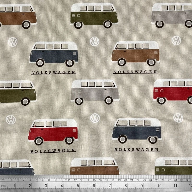 Cotton Rich Look Fabric VW Camper Vans Adventures Upholstery 140cm Wide 4 Cotton Rich Look Fabric VW Camper Vans Adventures Upholstery 140cm Wide - Image 2
