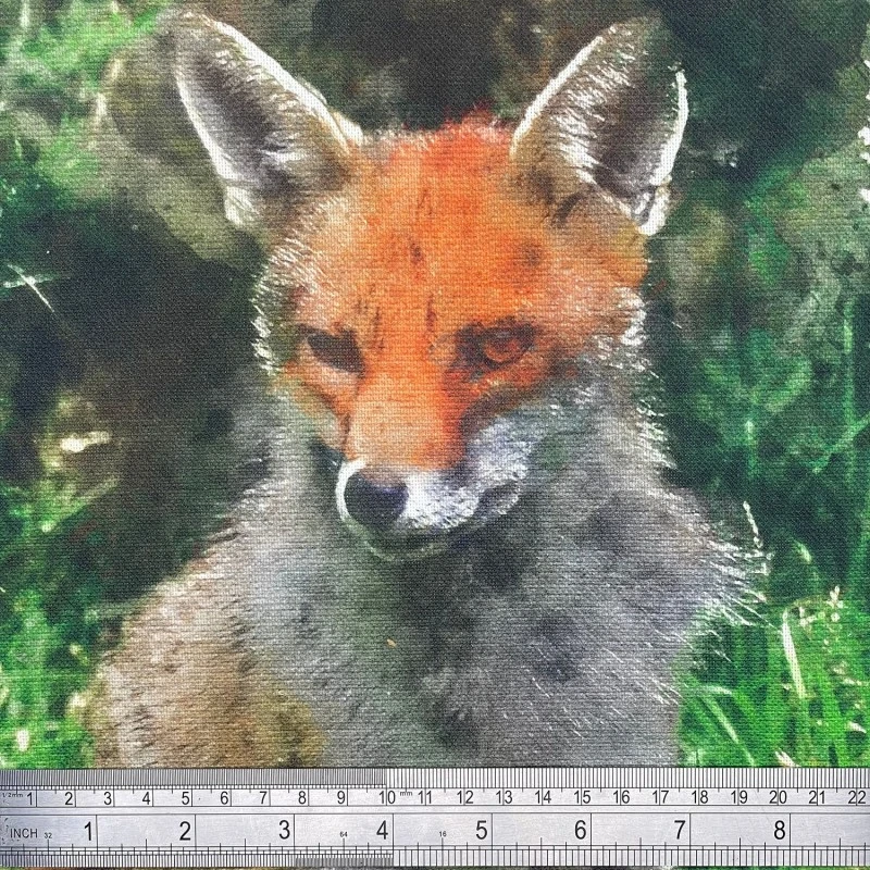 Crafty Cotton Art Linen Canvas Look Fabric Fox Panel Upholstery 4 Crafty Cotton Art Linen Canvas Look Fabric Fox Panel Upholstery - Image 2