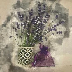 Crafty Cotton Art Linen Canvas Look Fabric Lavender Floral Panel Upholstery