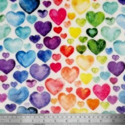 Cuddle Fleece Fabric Super Soft Love Hearts Valentines 150cm Wide