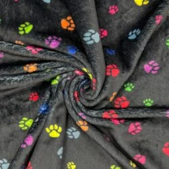 Cuddle Fleece Fabric Super Soft Paw Print Rainbow Paws 150cm Wide -OHSEWCRAFTY cuddle fleece fabric super soft paw print rainbow paws 150cm wide 2