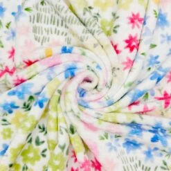 Cuddle Fleece Fabric Super Soft Spring Meadow Floral 150cm Wide -OHSEWCRAFTY cuddle fleece fabric super soft spring meadow floral 150cm wide 2