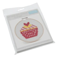 Cute Cupcake Beginners Mini Cross Stitch Sewing Kit With Hoop Craft