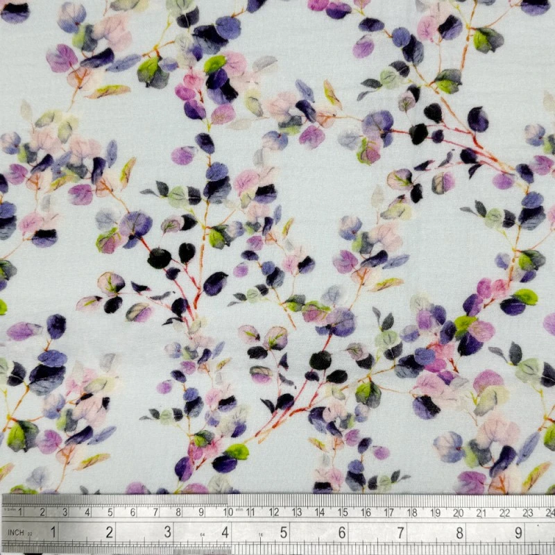 Double Gauze Cotton Fabric Lightweight Bordeaux Leaves 132cm Wide 4 Double Gauze Cotton Fabric Lightweight Bordeaux Leaves 132cm Wide - Image 2