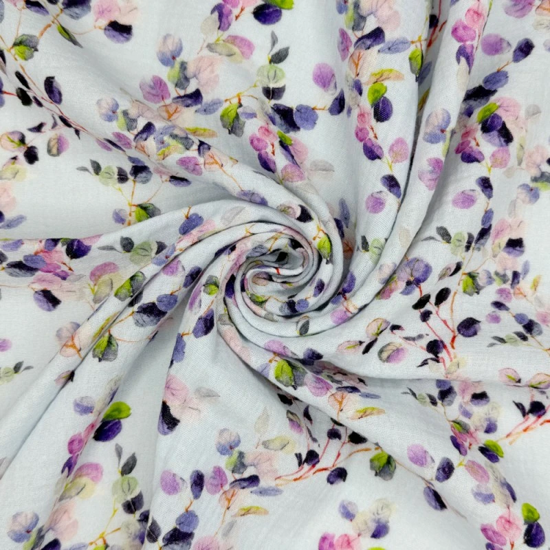 Double Gauze Cotton Fabric Lightweight Bordeaux Leaves 132cm Wide 5 Double Gauze Cotton Fabric Lightweight Bordeaux Leaves 132cm Wide - Image 3