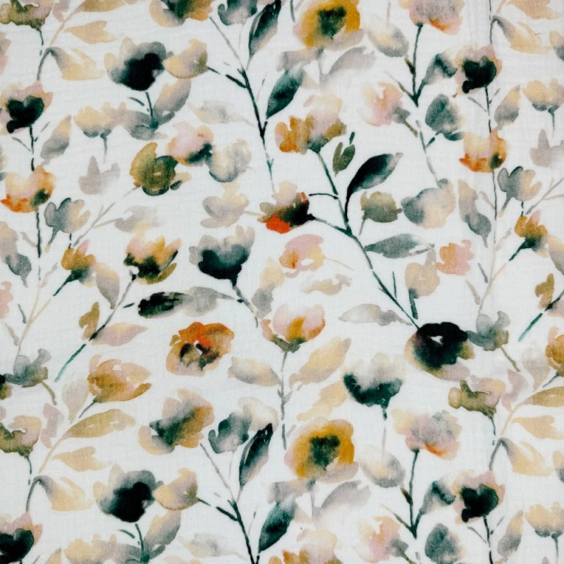 Double Gauze Cotton Fabric Lightweight Cannes Floral 132cm Wide 3 Double Gauze Cotton Fabric Lightweight Cannes Floral 132cm Wide