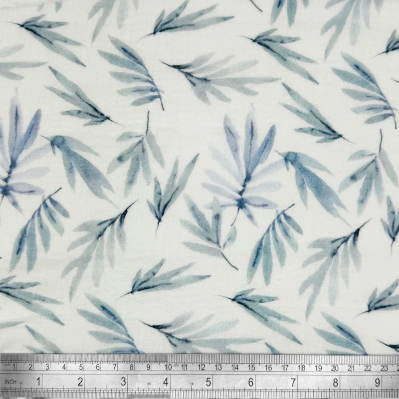 Double Gauze Cotton Fabric Lightweight Dijon Leaf Leaves 132cm Wide 4 Double Gauze Cotton Fabric Lightweight Dijon Leaf Leaves 132cm Wide - Image 2