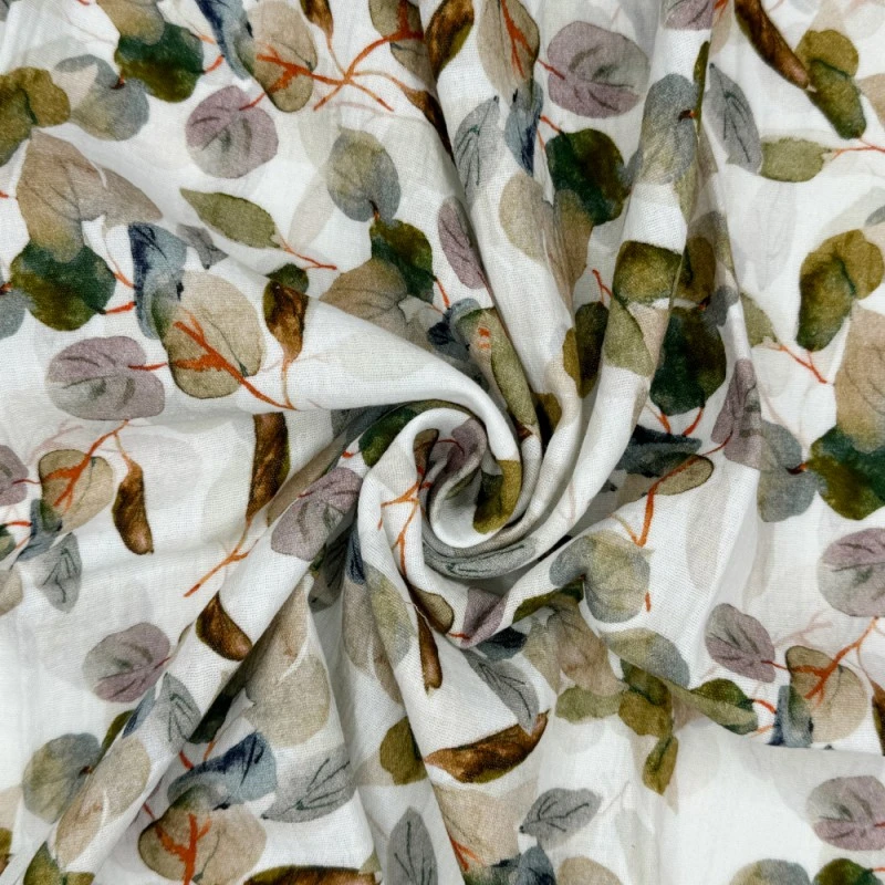 Double Gauze Cotton Fabric Lightweight Lorient Leaves 132cm Wide 5 Double Gauze Cotton Fabric Lightweight Lorient Leaves 132cm Wide - Image 3