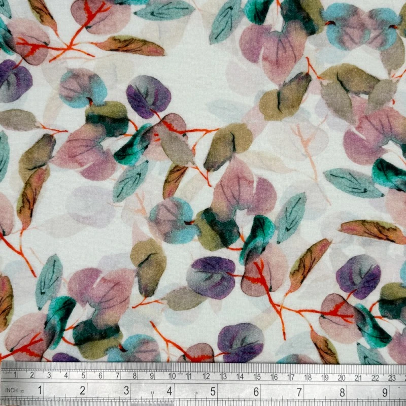 Double Gauze Cotton Fabric Lightweight Nancy Leaves 132cm Wide 4 Double Gauze Cotton Fabric Lightweight Nancy Leaves 132cm Wide - Image 2