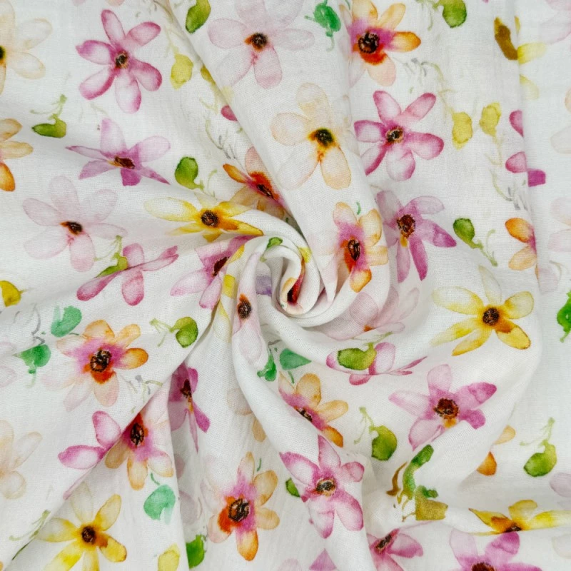 Double Gauze Cotton Fabric Lightweight Strasbourg Floral 132cm Wide 5 Double Gauze Cotton Fabric Lightweight Strasbourg Floral 132cm Wide - Image 3
