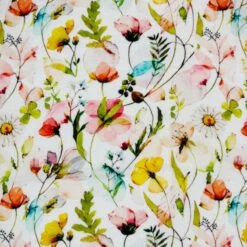 Double Gauze Cotton Fabric Lightweight Troyes Floral 132cm Wide