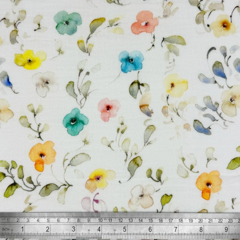 Double Gauze Cotton Fabric Montpellier Flower Floral 132cm Wide 4 Double Gauze Cotton Fabric Montpellier Flower Floral 132cm Wide - Image 2