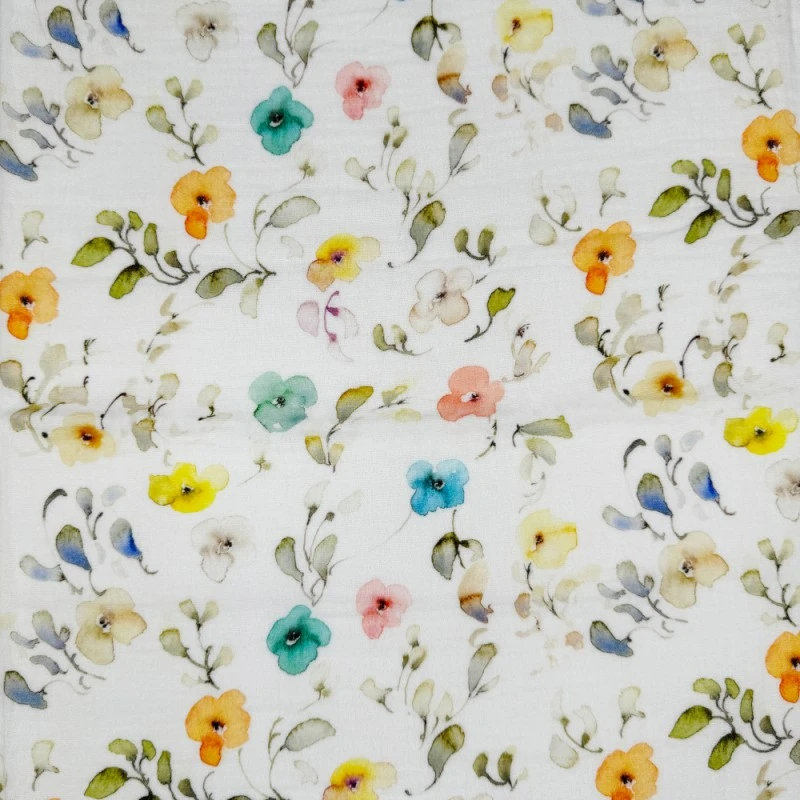 Double Gauze Cotton Fabric Montpellier Flower Floral 132cm Wide 3 Double Gauze Cotton Fabric Montpellier Flower Floral 132cm Wide