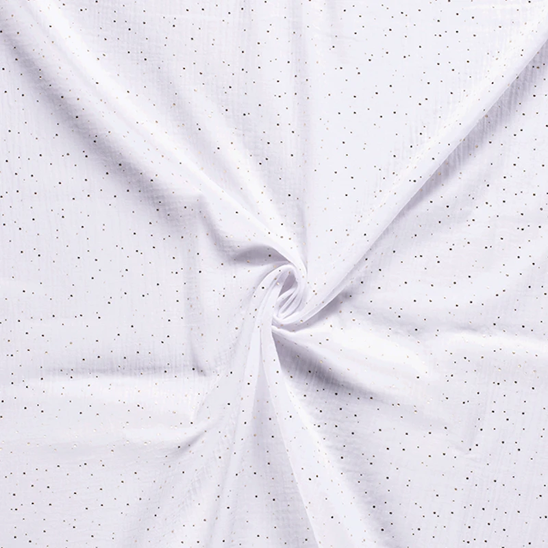 Double Gauze Muslin Gold Speckled Spots 100% Cotton Fabric 150cm Wide 3 Double Gauze Muslin Gold Speckled Spots 100% Cotton Fabric 150cm Wide
