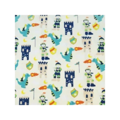 Fire Breathing Dragons Castles Battle Soldiers War Cotton Elastane Fabric