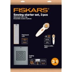 Fiskars Rotary Cutter, Mat & Ruler Set – 3-Piece Quilting & Sewing Kit