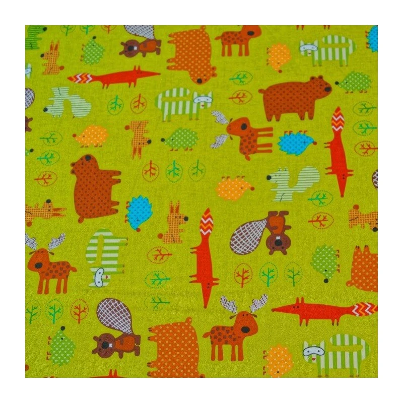 Forest Friends Trees & Animals Beaver Fox Squirrel Rabbit 100% Cotton Fabric 3 Forest Friends Trees & Animals Beaver Fox Squirrel Rabbit 100% Cotton Fabric