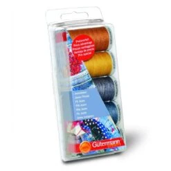 Gutermann 3 X 100m, 2 X 200m Jeans Sewing Thread Pack Box