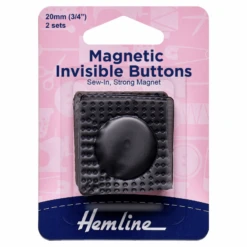 Hemline 2 X 20mm Magnetic Invisible Buttons Sew In Black