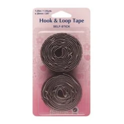 Hemline 20mm X 1.25m Self Stick Hook & Loops Velour Tape Black Or White