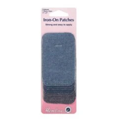 Hemline 9 Iron On Repair Patches 3 Assorted Denim Colours 7.5 X 5cm Mending