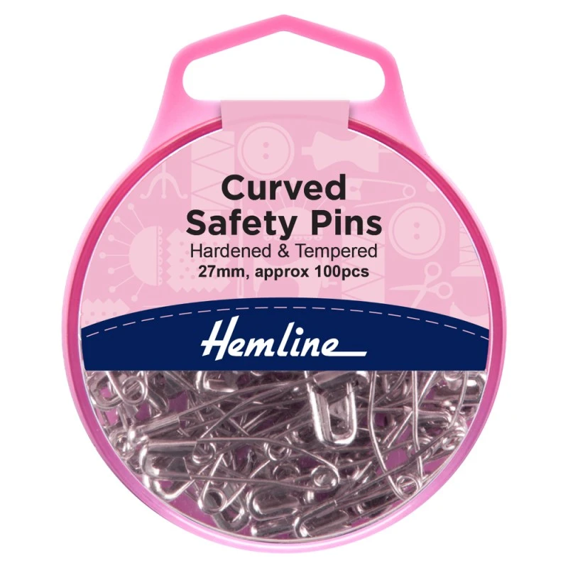 Hemline Curved Safety Pins H418.0 Nickel 27mm Hardened And Tempered 3 Hemline Curved Safety Pins H418.0 Nickel 27mm Hardened And Tempered
