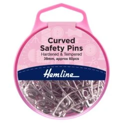 Hemline Curved Safety Pins H418.2 Nickel 38mm Hardened And Tempered