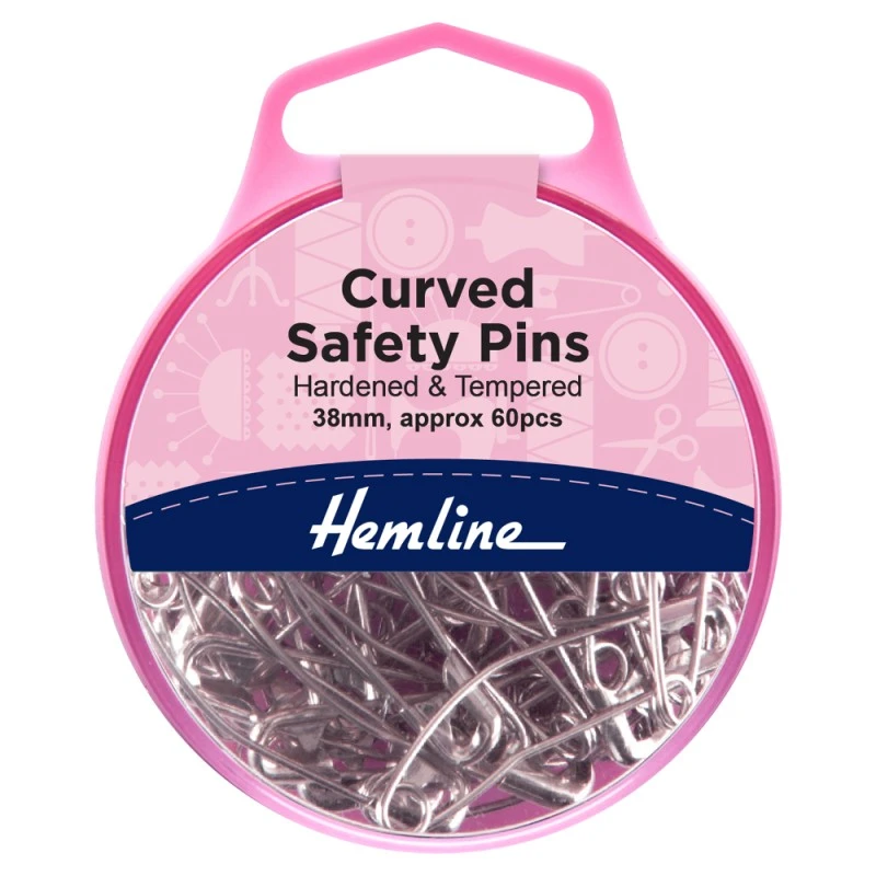 Hemline Curved Safety Pins H418.2.150 Nickel 38mm Hardened And Tempered 3 Hemline Curved Safety Pins H418.2.150 Nickel 38mm Hardened And Tempered