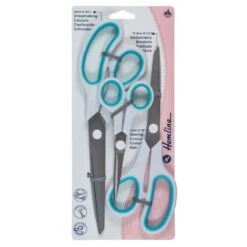 Hemline Scissors Scissor Set: 3 Piece: Turquoise/Grey Dressmaking Embroidery Sewing