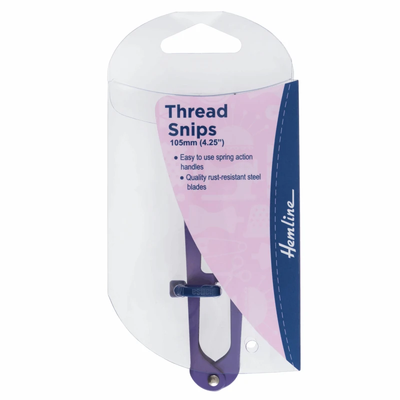 Hemline Thread Snips: 10.5cm/4.25" Scissors Spring Action Handles. 4 Hemline Thread Snips: 10.5cm/4.25" Scissors Spring Action Handles. - Image 2