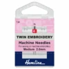 Hemline Twin Embroidery Sewing Machine Needles Medium 75/11 2.0mm Klasse -OHSEWCRAFTY hemline twin embroidery sewing machine needles medium 7511 20mm klasse