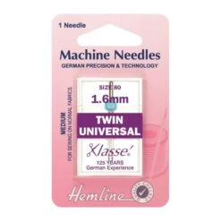 Hemline Twin Universal Sewing Machine Needles Klasse