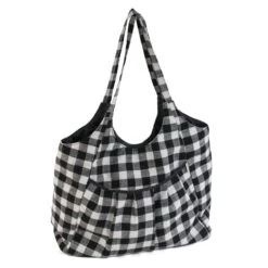 Hobby Gift Craft Bag Shoulder Tote: Monochrome Gingham