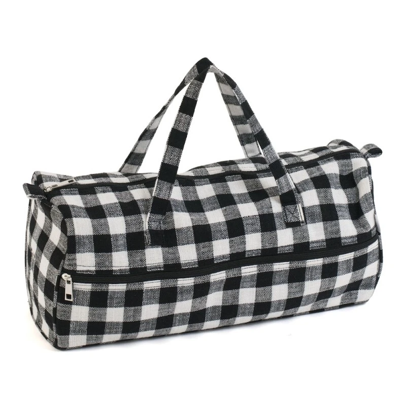 Hobby Gift Knitting Bag Matt PVC: Monochrome Gingham Craft Storage Sewing 3 Hobby Gift Knitting Bag Matt PVC: Monochrome Gingham Craft Storage Sewing