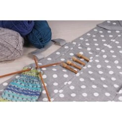 Hobby Gift Knitting Bag Pin Storage: Reversible: Grey Linen Polka Dot -OHSEWCRAFTY hobby gift knitting bag pin storage reversible grey linen polka dot 2