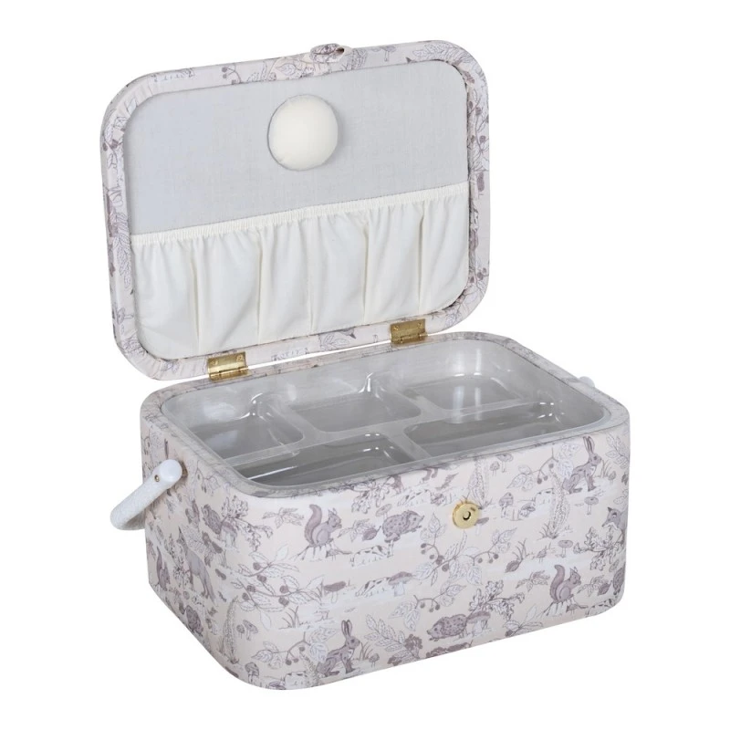 Hobby Gift Sewing Box Basket Large Oval Woodland Toile Craft 4 Hobby Gift Sewing Box Basket Large Oval Woodland Toile Craft - Image 2