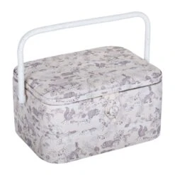 Hobby Gift Sewing Box Basket Large Oval Woodland Toile Craft