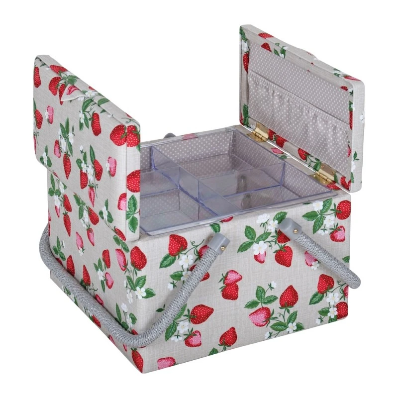 Hobby Gift Sewing Box Basket Large Twin Lid Strawberry Greenhouse Craft 4 Hobby Gift Sewing Box Basket Large Twin Lid Strawberry Greenhouse Craft - Image 2